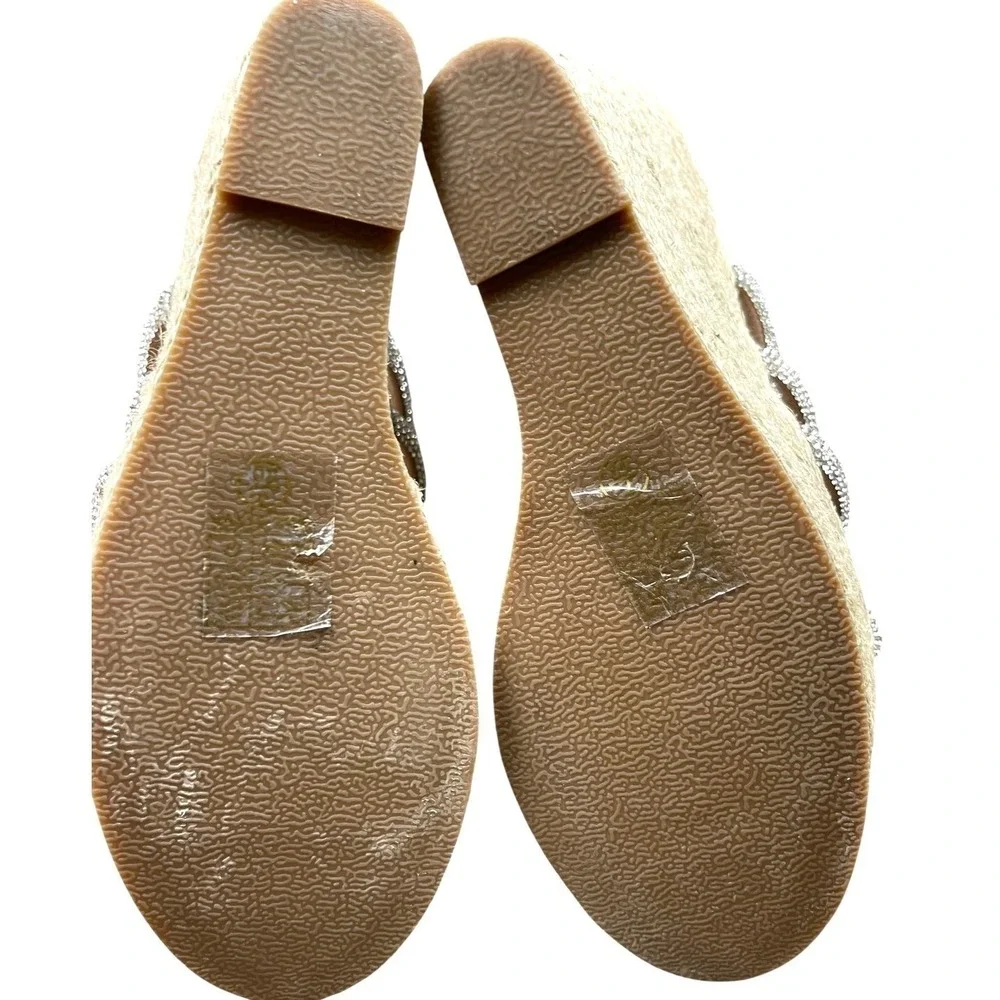 Truffle Collection Women Pink Rhinestone‎ Espadrille Wedge Sandals Size 9